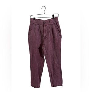 Sundance Purple 100% Linen Pleated Trouser Pants Size 6